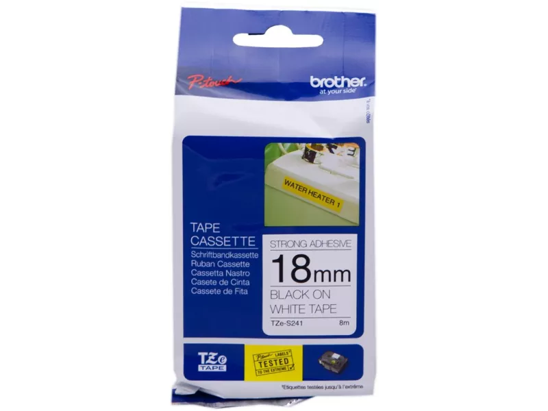 Nastro Originale Brother TZe-S241 - 18 mm x 8 m - Nero su Bianco Nastro Originale Brother TZe-S241 - 18 mm x 8 m - Nero su Bianco