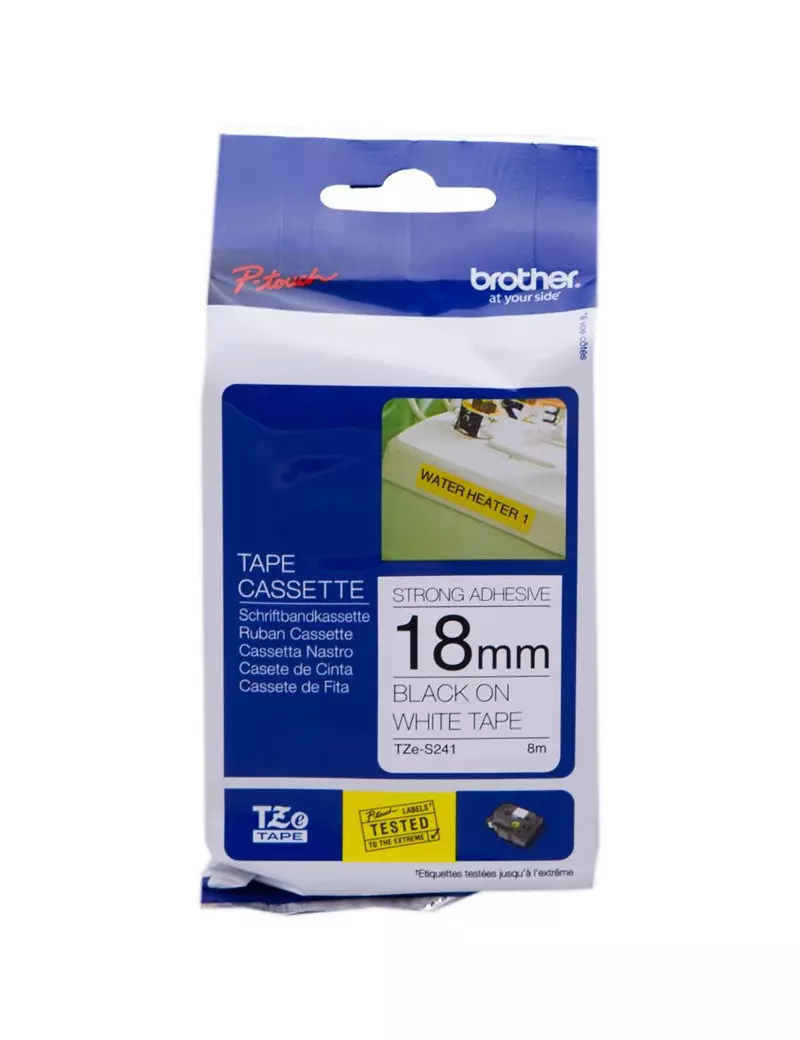 Nastro Originale Brother TZe-S241 - 18 mm x 8 m - Nero su Bianco Nastro Originale Brother TZe-S241 - 18 mm x 8 m - Nero su Bianco