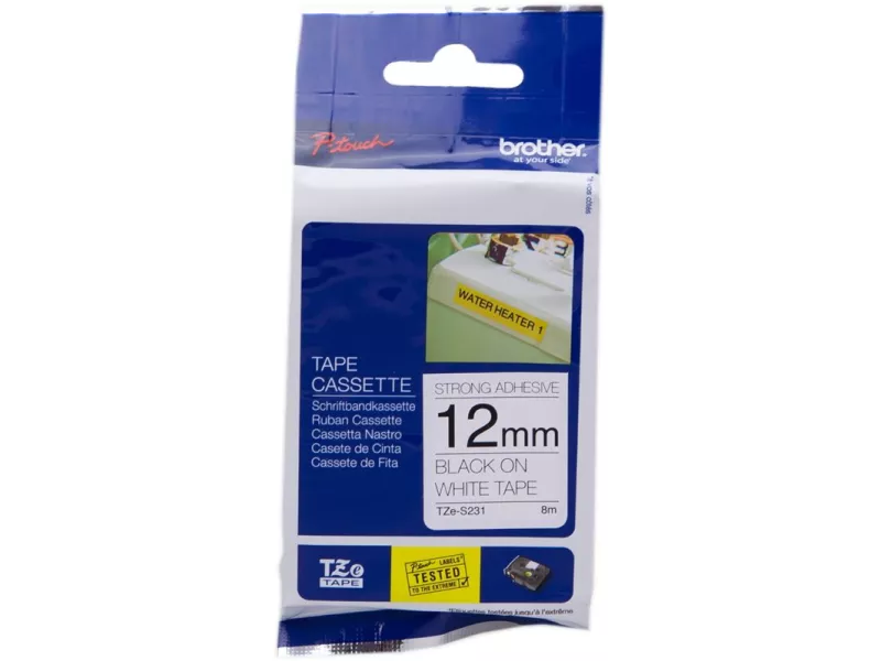 Nastro Originale Brother TZe-S231 - 12 mm x 8 m - Nero su Bianco Nastro Originale Brother TZe-S231 - 12 mm x 8 m - Nero su Bianco