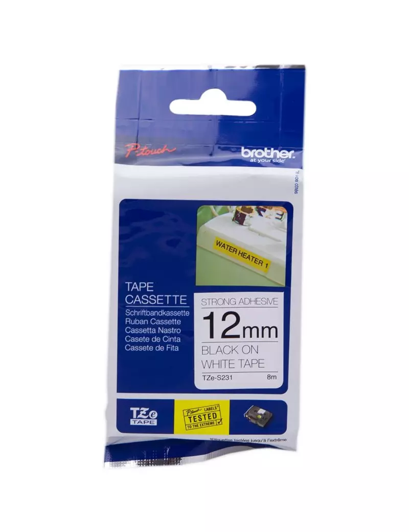 Nastro Originale Brother TZe-S231 - 12 mm x 8 m - Nero su Bianco Nastro Originale Brother TZe-S231 - 12 mm x 8 m - Nero su Bianco