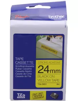 Nastro Originale Brother TZe-S651 - 24 mm - Nero su Giallo