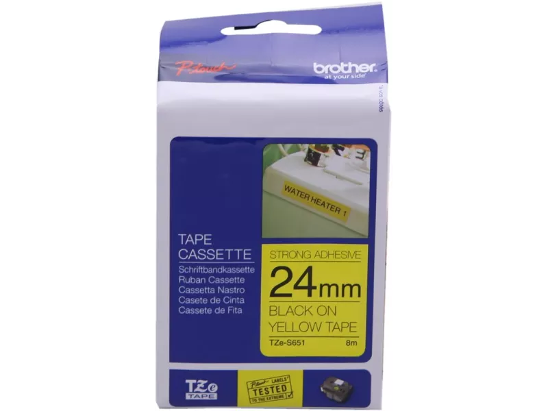 Nastro Originale Brother TZe-S651 - 24 mm - Nero su Giallo