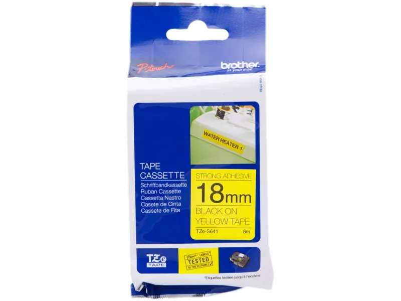 Nastro Originale Brother TZe-S641 - 18 mm x 8 m - Nero su Giallo Nastro Originale Brother TZe-S641 - 18 mm x 8 m - Nero su Giallo