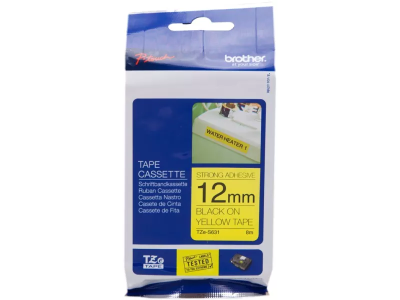Nastro Originale Brother TZe-S631 - 12 mm x 8 m - Nero su Giallo Nastro Originale Brother TZe-S631 - 12 mm x 8 m - Nero su Giallo