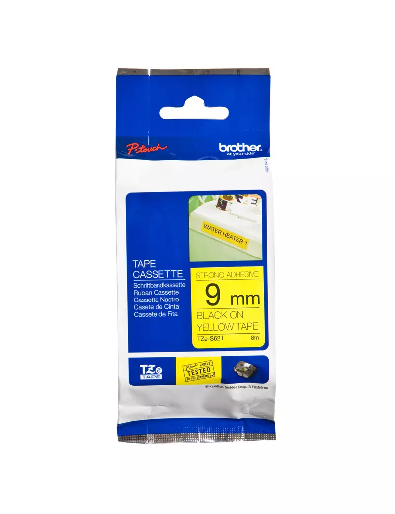 Nastro Originale Brother TZe-S621 - 9 mm x 8 m - Nero su Giallo Nastro Originale Brother TZe-S621 - 9 mm x 8 m - Nero su Giallo