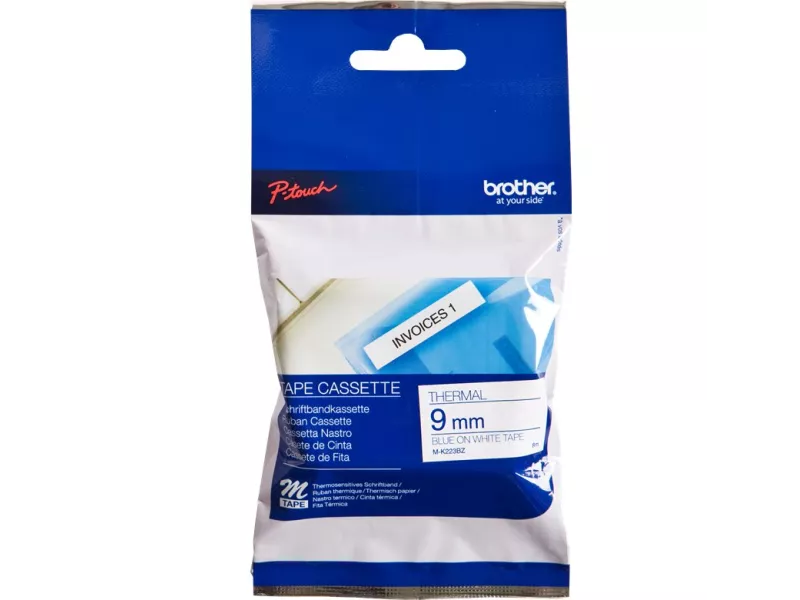 Nastro Originale Brother M-K223BZ - 9 mm x 8 m - Blu su Bianco Laminato Nastro Originale Brother M-K223BZ - 9 mm x 8 m - Blu su Bianco Laminato