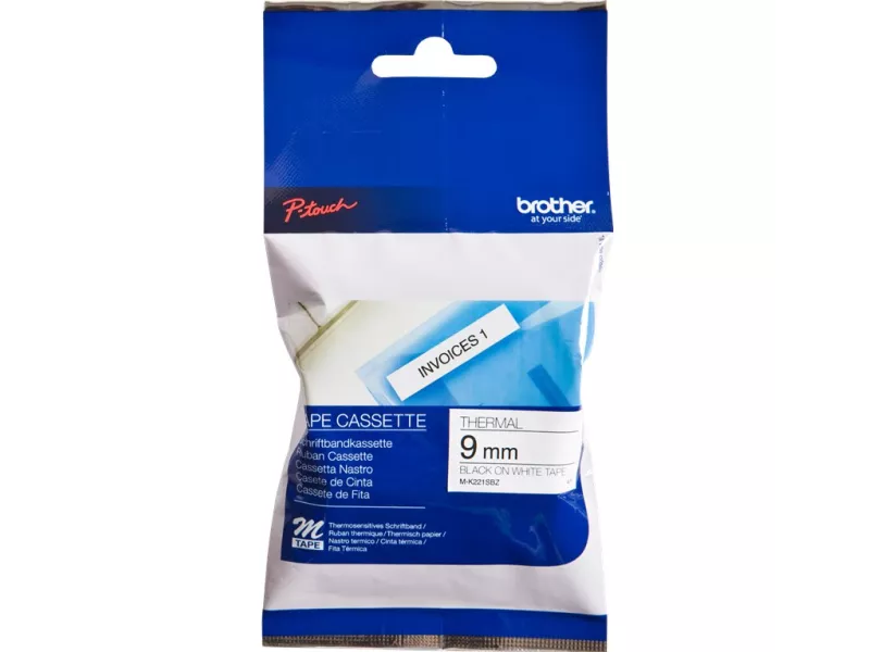 Nastro Originale Brother M-K221SBZ - 9 mm x 4 m - Nero su Bianco Laminato Nastro Originale Brother M-K221SBZ - 9 mm x 4 m - Nero su Bianco Laminato