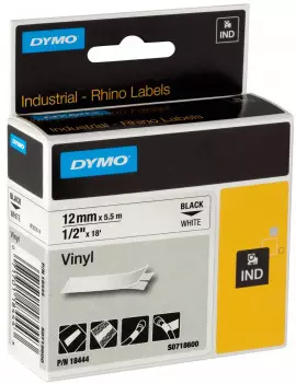 Nastro Originale Dymo S0718600 - 18444 - 12 mm x 5,5 m - Vinile - Nero su Bianco