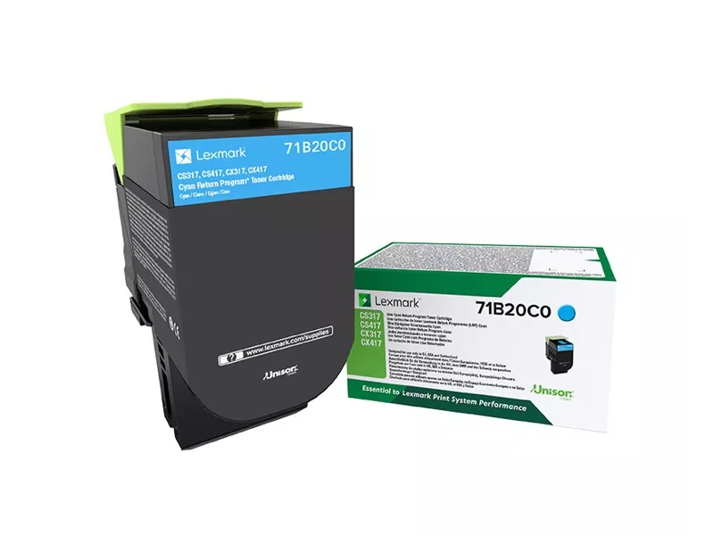 Toner Originale Lexmark 71B20C0 (Ciano 2300 pagine) Toner Originale Lexmark 71B20C0 (Ciano 2300 pagine)
