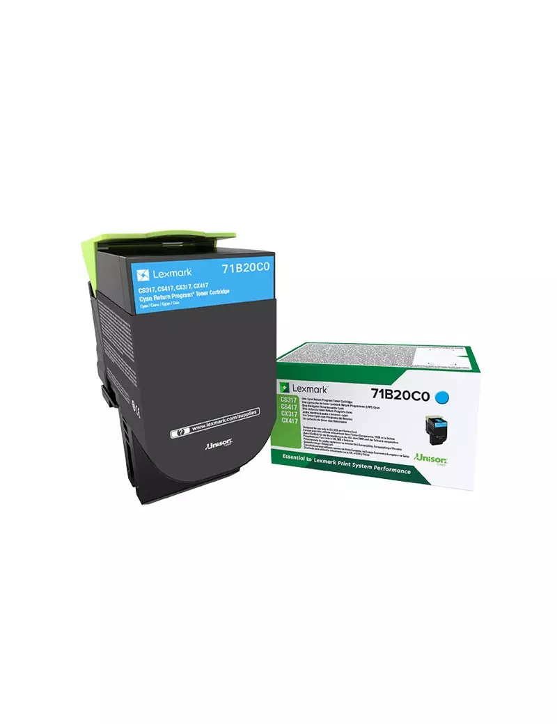 Toner Originale Lexmark 71B20C0 (Ciano 2300 pagine) Toner Originale Lexmark 71B20C0 (Ciano 2300 pagine)