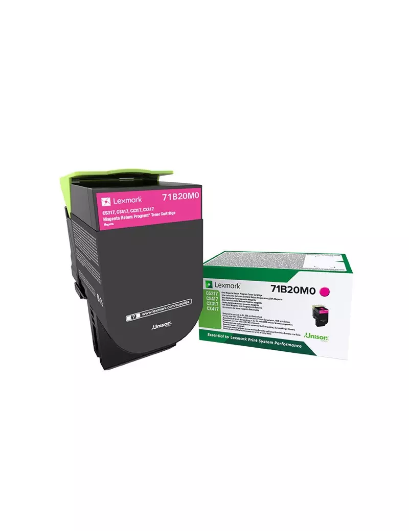 Toner Originale Lexmark 71B20M0 (Magenta 2300 pagine) Toner Originale Lexmark 71B20M0 (Magenta 2300 pagine)