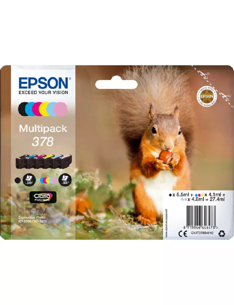 Multipack Cartucce Originali Epson T378840 378 (Nero Ciano Ciano Chiaro Magenta Magenta Chiaro Giallo 360 pagine) Multipack Cartucce Originali Epson T378840 378 (Nero Ciano Ciano Chiaro Magenta Magenta Chiaro Giallo 360 pagine)