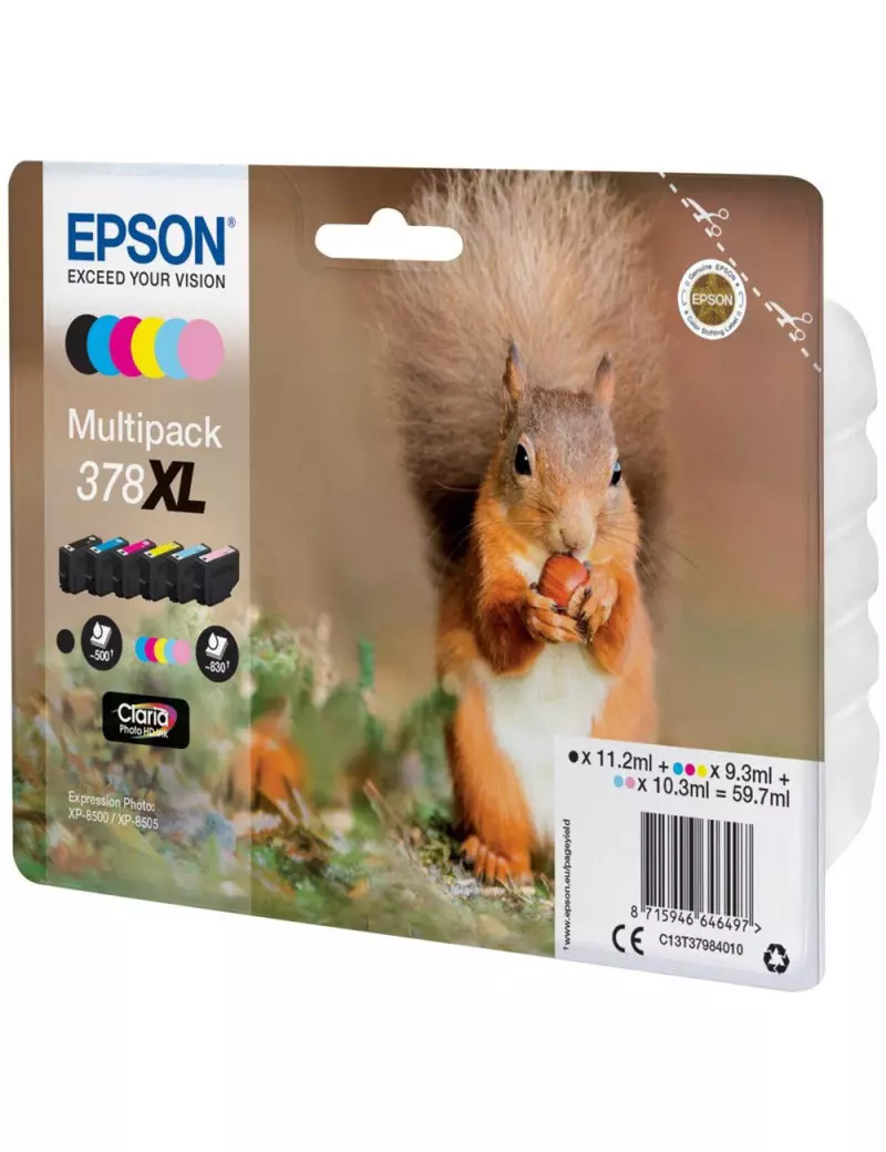 Multipack Cartucce Originali Epson T379840 378XL (Nero Ciano Ciano Chiaro Magenta Magenta Chiaro Giallo 830 pagine)