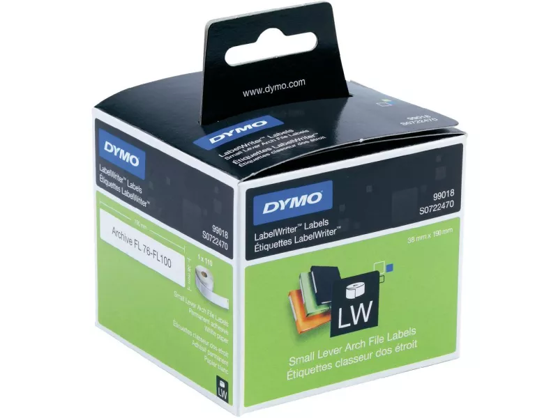 Etichette Originali Dymo S0722470 - 38x190 mm - Permanenti - Bianco (Conf. 1x110)