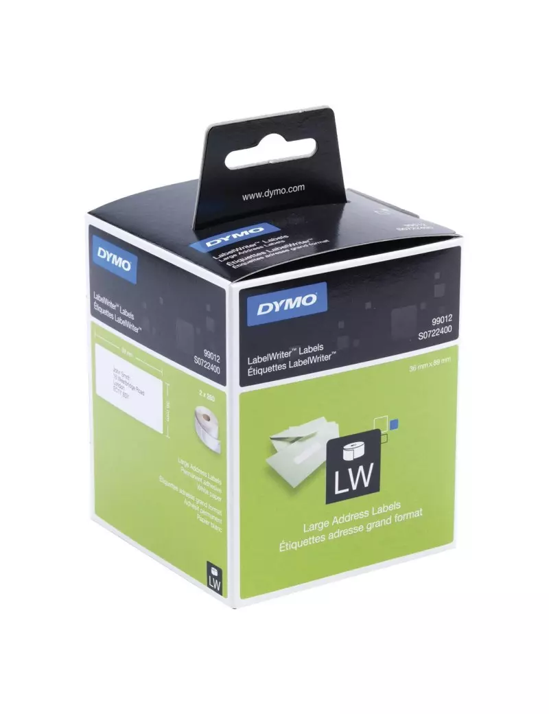 Etichette Originali Dymo S0722400 - 36x89 mm - Permanenti (Bianco Conf. 2x260) Etichette Originali Dymo S0722400 - 36x89 mm - Permanenti (Bianco Conf. 2x260)