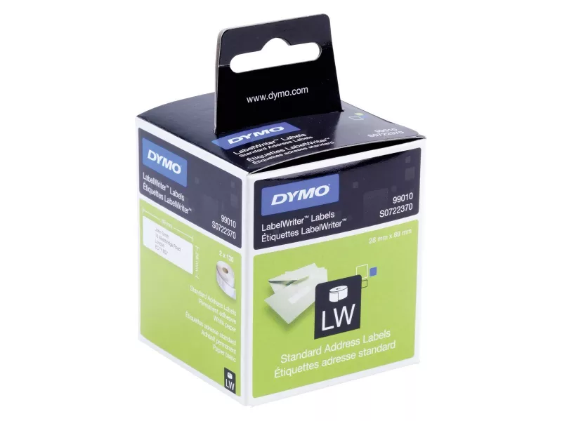 Etichette Originali Dymo S0722370 - 28x89 mm - Permanenti (Bianco Conf. 2x130)