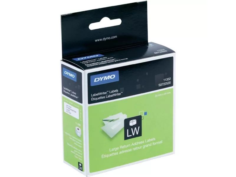 Etichette Originali Dymo S0722520 - 25x54 mm - Permanenti (Bianco Conf. 1x500)