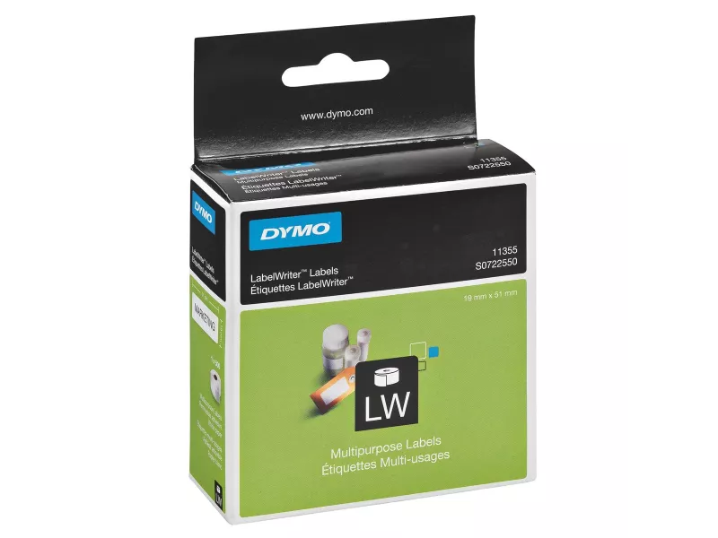 Etichette Originali Dymo S0722550 - 19x51 mm - Removibili (Bianco Conf. 1x500)