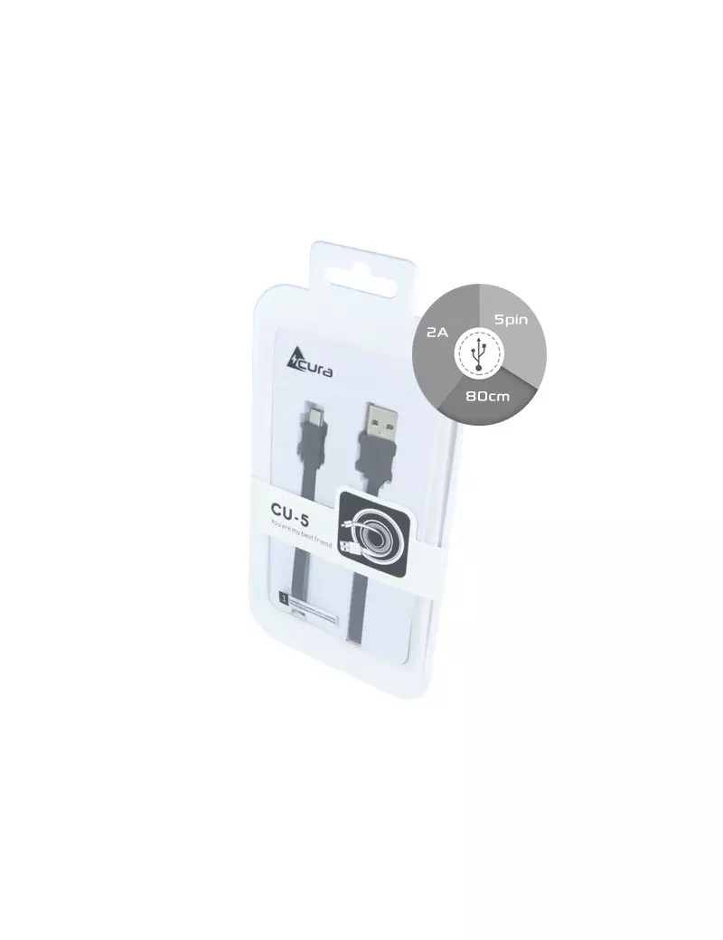 Cavo Dati Micro USB Piatto (Nero) Cavo Dati Micro USB Piatto (Nero)