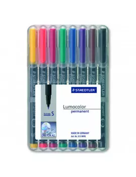 Penna a Punta Sintetica Lumocolor Permanent Staedtler - Punta Superfine - 0,4 mm (Assortiti Conf. 8)