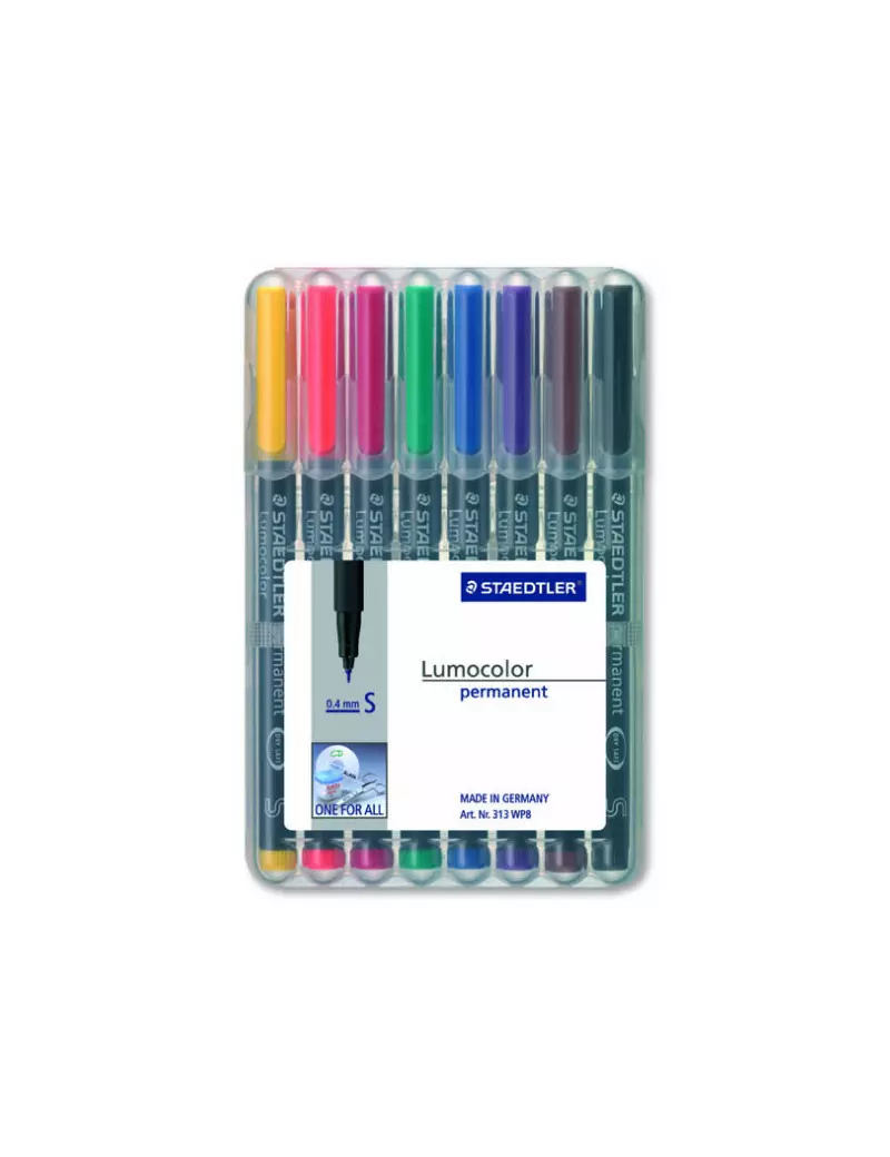 Penna a Punta Sintetica Lumocolor Permanent Staedtler - Punta Superfine - 0,4 mm (Assortiti Conf. 8)