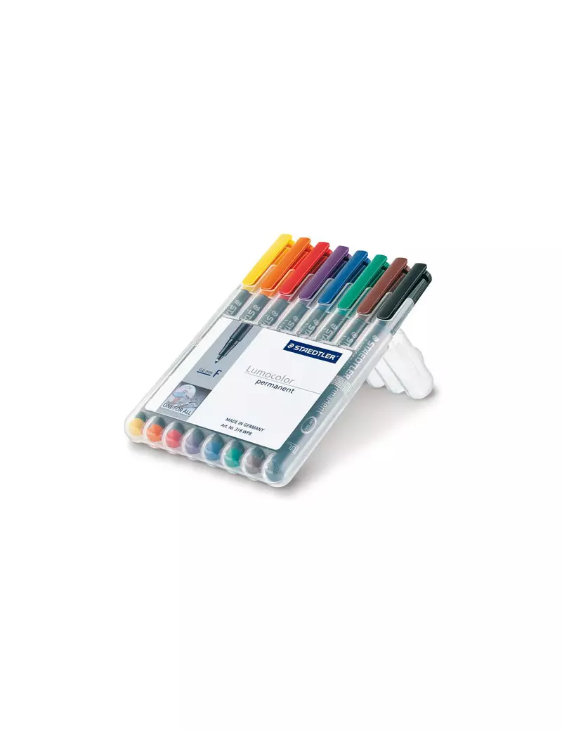 Penna a Punta Sintetica Lumocolor Permanent Staedtler - Punta Fine - 0,6 mm (Assortiti Conf. 8) Penna a Punta Sintetica Lumocolor Permanent Staedtler - Punta Fine - 0,6 mm (Assortiti Conf. 8)