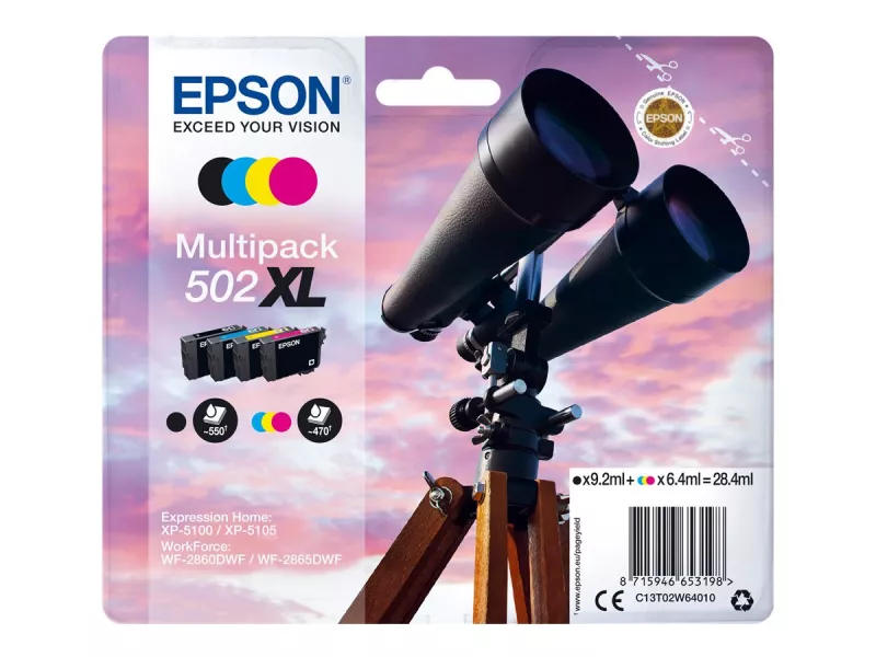 Multipack Cartucce Originali Epson T02W640 502XL (Nero, Ciano, Magenta, Giallo Conf. 4) Multipack Cartucce Originali Epson T02W640 502XL (Nero, Ciano, Magenta, Giallo Conf. 4)