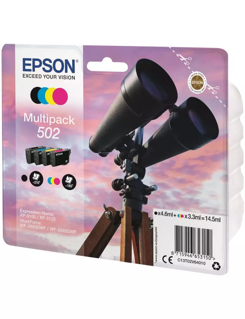 Multipack Cartucce Originali Epson T02V640 502 (Nero, Ciano, Magenta, Giallo Conf. 4)