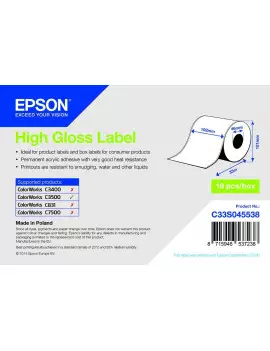 Etichette Originali Epson S045538 - 102 mm x 33 m (Lucide)