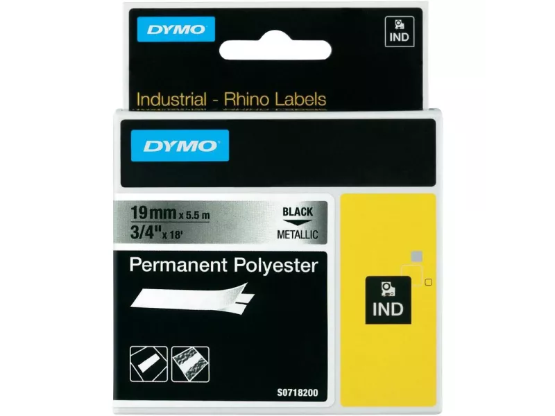 Nastro Originale Dymo S0718200 - 18487 - 19 mm x 5,5 m - Laminato (Nero su Argento) Nastro Originale Dymo S0718200 - 18487 - 19 mm x 5,5 m - Laminato (Nero su Argento)