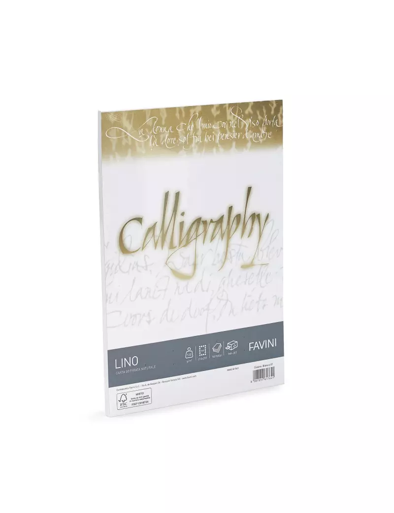 Carta Calligraphy Effetto Lino Favini - A4 - 120 g - A690514 (Bianco Conf. 50) Carta Calligraphy Effetto Lino Favini - A4 - 120 g - A690514 (Bianco Conf. 50)