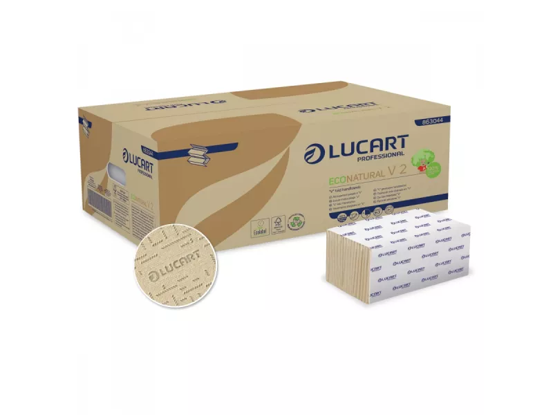 Asciugamani a V Lucart - Riciclato Econatural - 2 Veli - 190 Fogli (Conf. 20) Asciugamani a V Lucart - Riciclato Econatural - 2 Veli - 190 Fogli (Conf. 20)