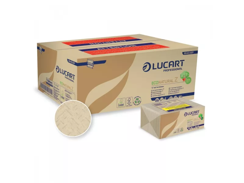 Asciugamani a Z Eco Natural Lucart - 2 Veli - 220 Fogli - 864036 (Conf. 18) Asciugamani a Z Eco Natural Lucart - 2 Veli - 220 Fogli - 864036 (Conf. 18)
