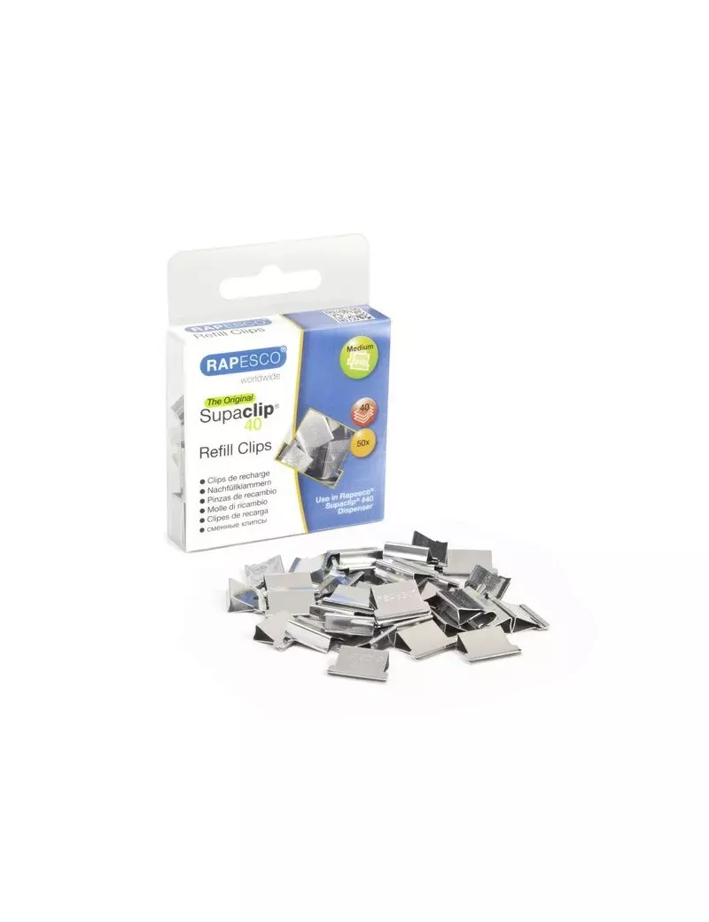 Ricarica Mollette Supaclip 40 Rapesco RC4050SS (Cromo Conf. 50) Ricarica Mollette Supaclip 40 Rapesco RC4050SS (Cromo Conf. 50)