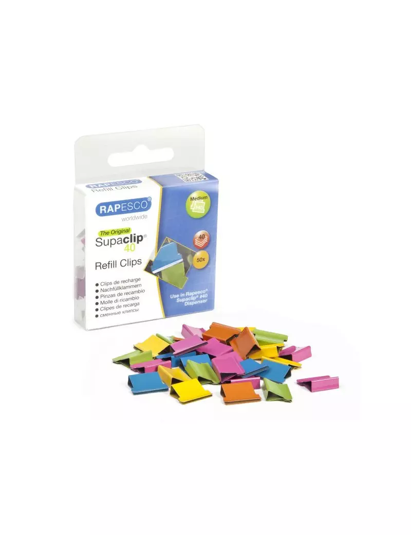 Ricarica Mollette Supaclip 40 Rapesco RC4050MC (Assortiti Conf. 50) Ricarica Mollette Supaclip 40 Rapesco RC4050MC (Assortiti Conf. 50)