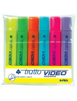 Evidenziatore Tratto Video Fila - 831000 (Giallo Rosa Verde e Azzurro Conf. 6)