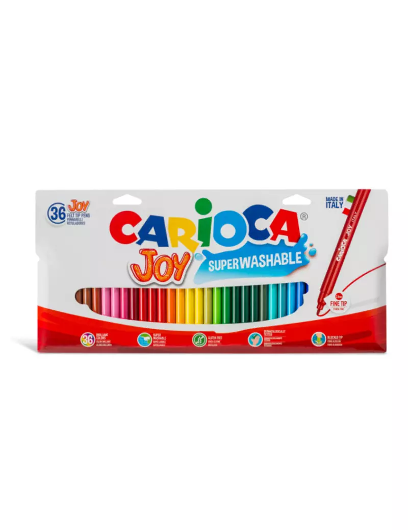 CARIOCA - 40614 - Scatola 12 pennarelli joy lavabili colori assortiti -  Confezione risparmio da 4 PZ - 8003511406141