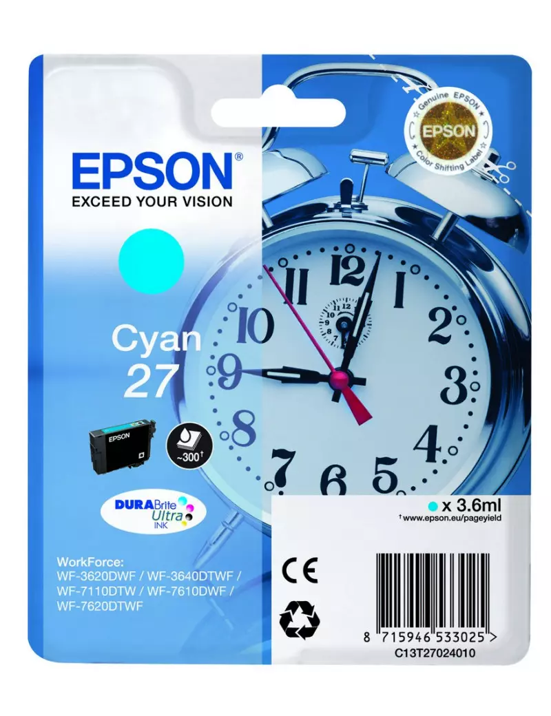 Cartuccia Originale Epson T270240 27 (Ciano 300 pagine)