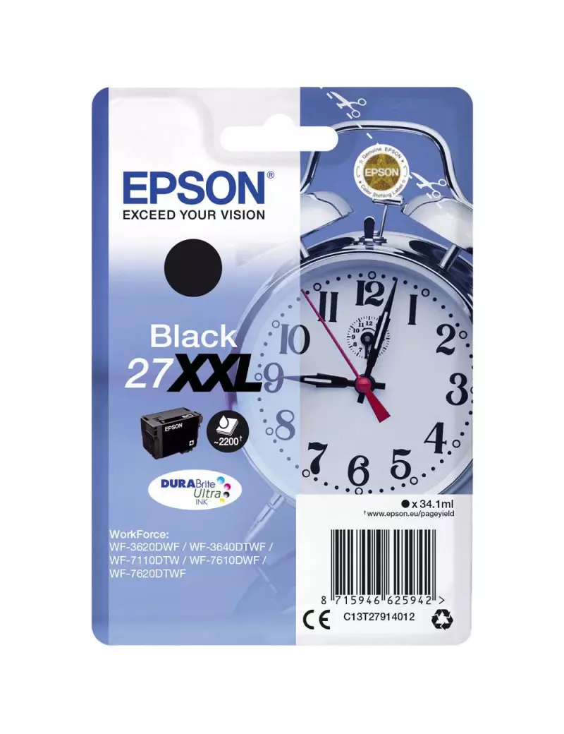 Cartuccia Originale Epson T279140 27XXL (Nero 2200 pagine) Cartuccia Originale Epson T279140 27XXL (Nero 2200 pagine)