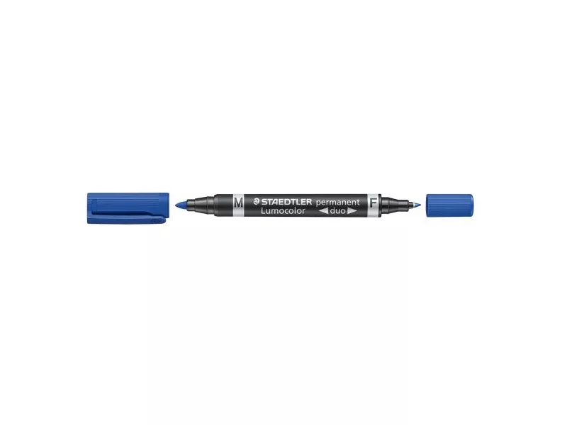 Marcatore Lumocolor Permanent Duo Staedtler - Doppia Punta - 0,6-1,5 mm (Blu)
