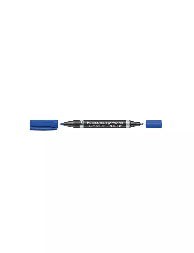 Marcatore Lumocolor Permanent Duo Staedtler - Doppia Punta - 0,6-1,5 mm (Blu)