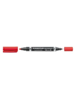 Marcatore Lumocolor Permanent Duo Staedtler - Doppia Punta - 0,6-1,5 mm (Rosso)