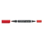 Marcatore Lumocolor Permanent Duo Staedtler - Doppia Punta - 0,6-1,5 mm (Rosso)