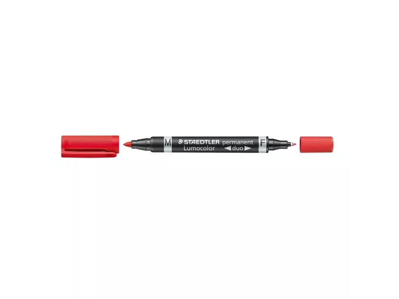 Marcatore Lumocolor Permanent Duo Staedtler - Doppia Punta - 0,6-1,5 mm (Rosso)