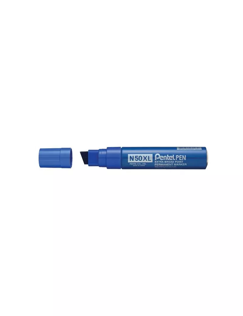 Marcatore Permanente Pentel N50 Extra Large - Punta Scalpello - 1,7 mm (Blu)