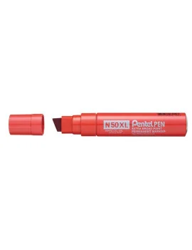 Marcatore Permanente N50 Extra Large Pentel - Punta Scalpello - 1,7 mm (Rosso)