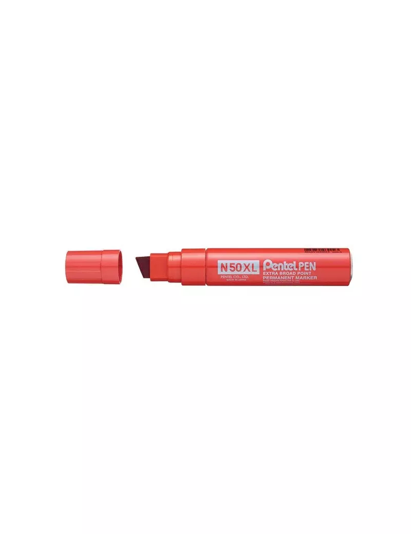 Marcatore Permanente N50 Extra Large Pentel - Punta Scalpello - 1,7 mm (Rosso)