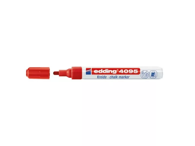 Marcatore a Gesso Liquido 4095 Edding - Punta Tonda - 2-3 mm (Rosso)