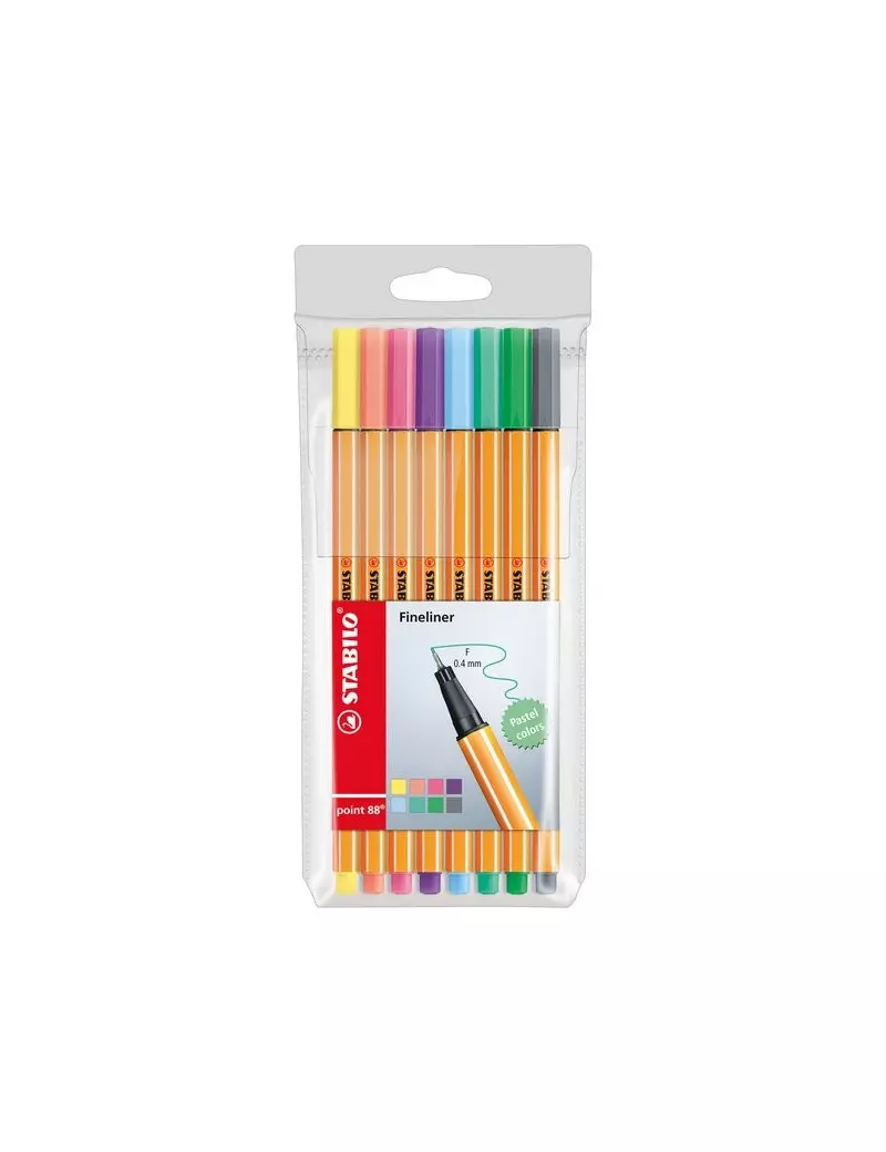 Fineliner Point 88 Stabilo - 0,4 mm - 88/8-01 (Assortiti Conf. 8) Fineliner Point 88 Stabilo - 0,4 mm - 88/8-01 (Assortiti Conf. 8)