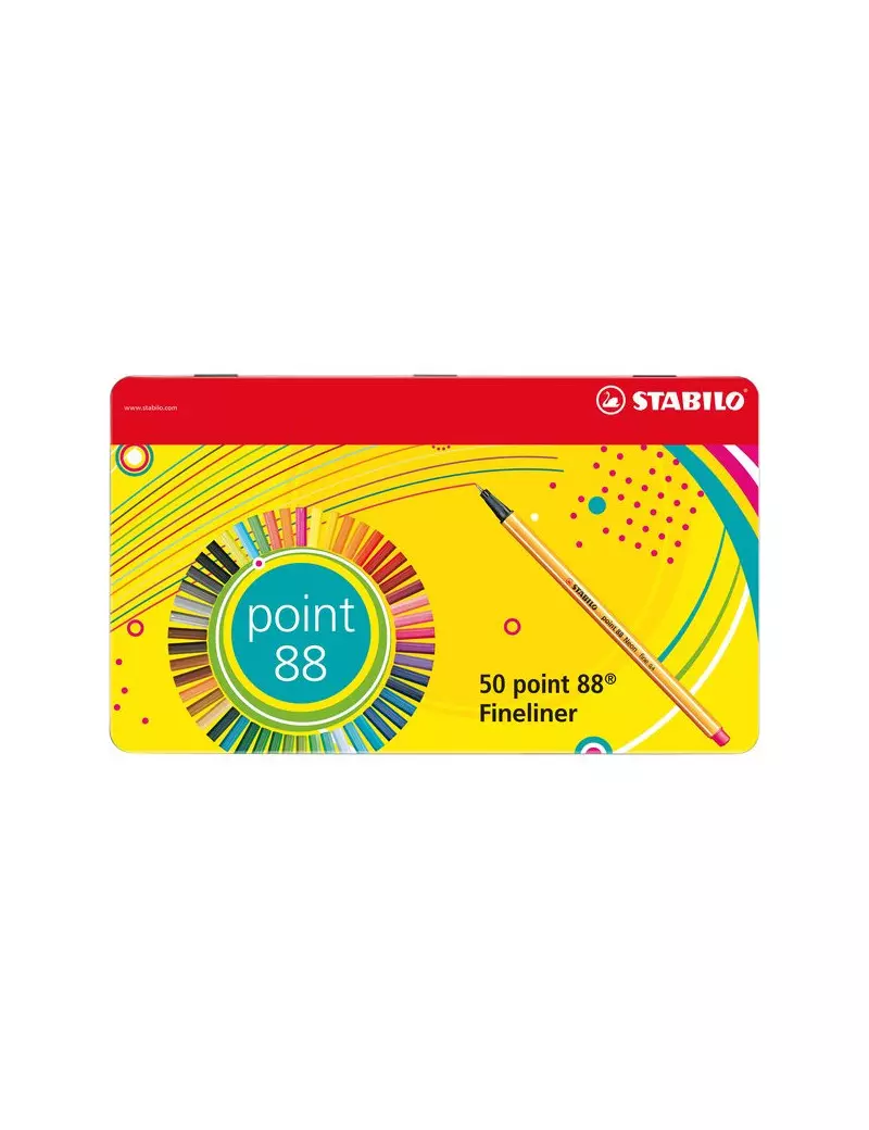 Fineliner Point 88 Stabilo - 0,4 mm - 8850-6 (Assortiti Conf. 50) Fineliner Point 88 Stabilo - 0,4 mm - 8850-6 (Assortiti Conf. 50)